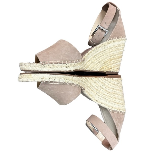 Vince Camuto Suede Wedge Sandals Espadrilles in Taupe Tan Size 9.5 Suede Leather - Picture 4 of 15